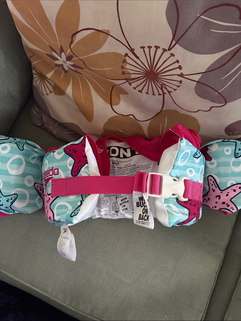 Speedo Pink and Teal Kids Inflatable Swim Aid 30-50lbs.